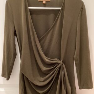 Brown Drape Front Top
